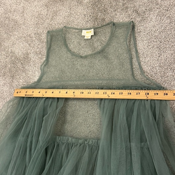 Anthropologie Maeve Sleeveless Sheer Tulle Overlay Duster One Size Green - Picture 7 of 9